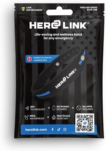 سوار Hero Link® الطبي للهوية وسوار المعصم الصحي - سيليكون قابل للتعديل، مقاوم للماء، مقاوم للحرارة، شريط ذكي مع علامة NFC للوصول الفوري إلى معلومات الطوارئ in Saudi Arabia