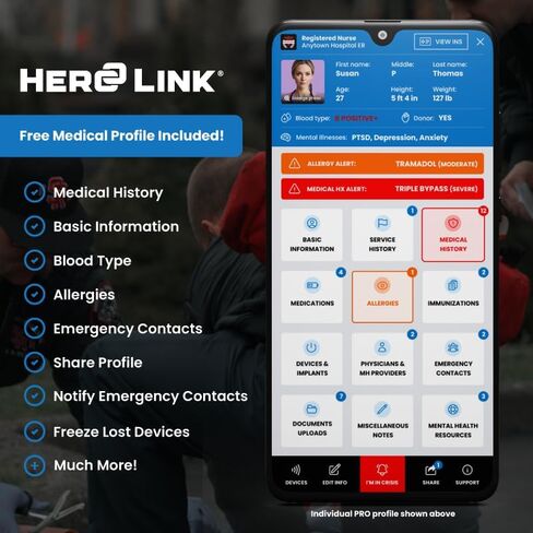 سوار Hero Link® الطبي للهوية وسوار المعصم الصحي - سيليكون قابل للتعديل، مقاوم للماء، مقاوم للحرارة، شريط ذكي مع علامة NFC للوصول الفوري إلى معلومات الطوارئ in Saudi Arabia
