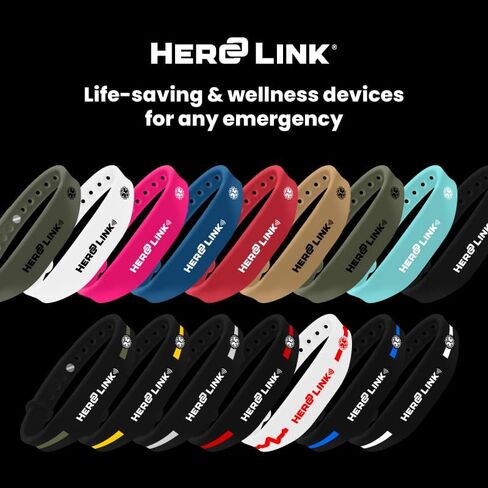 سوار Hero Link® الطبي للهوية وسوار المعصم الصحي - سيليكون قابل للتعديل، مقاوم للماء، مقاوم للحرارة، شريط ذكي مع علامة NFC للوصول الفوري إلى معلومات الطوارئ in Saudi Arabia
