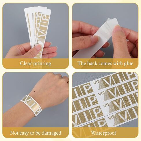 200 حزمة من أساور المعصم VIP للمناسبات، أساور معصم ورقية مقاومة للماء، أساور معصم خفيفة الوزن للمناسبات والحفلات الموسيقية ومهرجانات الملاهي، 10 × 0.79 بوصة in Kuwait