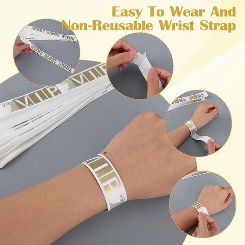 200 حزمة من أساور المعصم VIP للمناسبات، أساور معصم ورقية مقاومة للماء، أساور معصم خفيفة الوزن للمناسبات والحفلات الموسيقية ومهرجانات الملاهي، 10 × 0.79 بوصة in Kuwait