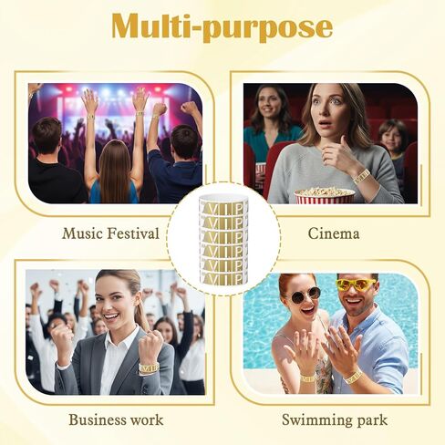 200 حزمة من أساور المعصم VIP للمناسبات، أساور معصم ورقية مقاومة للماء، أساور معصم خفيفة الوزن للمناسبات والحفلات الموسيقية ومهرجانات الملاهي، 10 × 0.79 بوصة in Kuwait