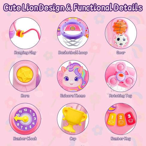 2 in 1 Basketball Hoop and Soccer Goal Set, Toddler Sports Toy for Indoor Outdoor Play, Perfect Christmas Birthday Gift for Baby Boys and Girls 1 2 3 Year Old，Lion Theme in Kuwait