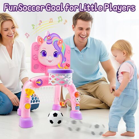 2 in 1 Basketball Hoop and Soccer Goal Set, Toddler Sports Toy for Indoor Outdoor Play, Perfect Christmas Birthday Gift for Baby Boys and Girls 1 2 3 Year Old，Lion Theme in Kuwait