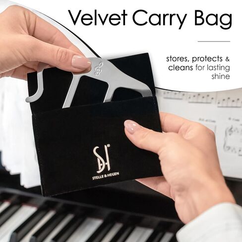 مشبك كتب الموسيقى المعدنية وحامل الصفحات - حاملات أوراق الموسيقى للبيانو ولوحة المفاتيح والحوامل والكتب - مقاطع رائعة لعلامات الصفحات مع تخزين مخملي وحقيبة حمل - قوية ومتينة - إصدار حديث in Kuwait