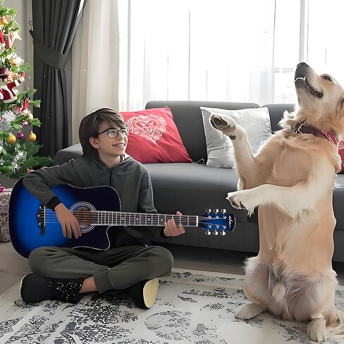 حزمة جيتار صوتي ADM مقاس 38 بوصة للمبتدئين والبالغين مع درس عبر الإنترنت، حزمة مجموعة المبتدئين من خشب Acustica Guitarra مع حقيبة أزعج، وحزام، وأوتار فولاذية، ولقطات، وكابو، وحامل، أصفر in Kuwait