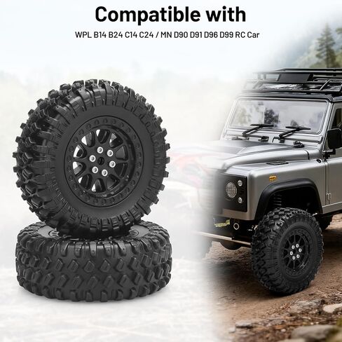 إطارات مطاطية 1/12 RC، إطارات وعجلات سيارة Daitoku RC لـ 1/12 WPL B14 B24 C14 C24 MN D90 D91 D96 D99 - الطراز C (أسود) in Saudi Arabia