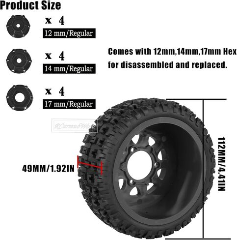 RC Wheels and Tires w/12mm 14mm 17mm Hex Short Course Tire for 1/10 Scale Car Arrm a Senton,Axia1,Slash 2WD Slash 4×4 4WD,Red cat,Rc 4wd,1/10 Truck Tires Rubber Tyres Plastic Wheel,Green in Saudi Arabia