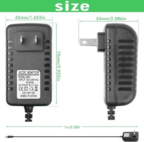 DMX Console Accessories 9V DC Power Adapter, 9V Guitar Pedal Power Supply, 9 Volt 500mA Charger Cord for Piano Keyboard, Guitar Effects Pedals Adapter Center Positive. in Kuwait