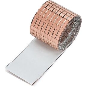 1600 Pieces Self-Adhesive Mosaic Tiles, 5 x 5 mm Disco Tiles, Real Glass Mirror Mosaic for DIY Disco Balls, Indoor Decoration, Vases, Cups, Photo Frames (Pink) in Saudi Arabia