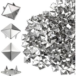 LXUEJIE 600 Pcs 10mm Silver Studs for Clothing, Square Pyramid Studs, Four-jaw Square Metal Spike Studs for Crafts, Leather Jacket Bag, Shoes, Dog Collar in Saudi Arabia