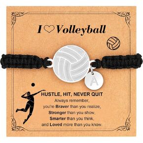 C-leen Volleyball Gifts for Teens, Dainty Volleyball Bracelet Adjustable Initial Charms Braided Sports Bracelets Birthday Christmas Gifts for Women Teens in Saudi Arabia