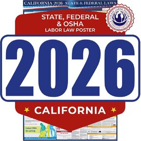 2025 California State and Federal Labor Law Poster - English Spanish Combo - OSHA Workplace Compliant - Mandatory Regulations Posting for Employees - All-In-One Required Compliance Posting 16" x 40" Laminated in Kuwait