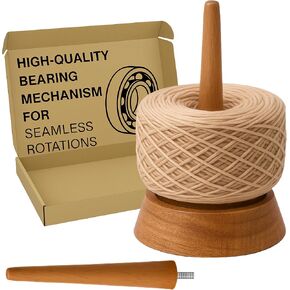 Kraftica Antique Wood Yarn Holder, Tangle-Free Yarn Spinner for Knitting & Crochet with Smooth-Rotation Bearing, Heavy Base, Two Spindles & Anti-Slip Rubber Feet, 22 lb Capacity for Chunky Yarn in Saudi Arabia