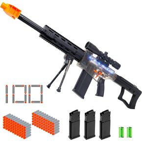 مسدس لعبة واقعي لسهام نيرف - بندقية قنص كهربائية مسدس إسفنجي أوتوماتيكي مع نطاق 100 رصاصة ناعمة و3 مجلات للأطفال من سن 6 إلى 12 عامًا، لعبة داخلية وخارجية لصحراء الأطفال البالغين in Kuwait
