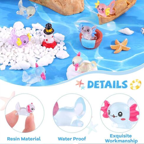 32 Pcs Luminous Mini Resin Axolotls Figures Glow in The Dark Small Little Tiny Animals Axolotls to Hide Garden Miniature Figurines for Dollhouse Micro Landscape Aquarium Decoration DIY Crafts in Saudi Arabia