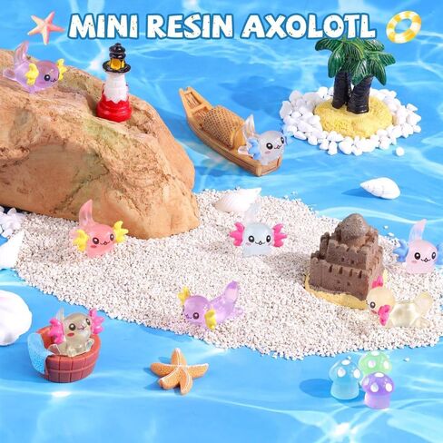 32 Pcs Luminous Mini Resin Axolotls Figures Glow in The Dark Small Little Tiny Animals Axolotls to Hide Garden Miniature Figurines for Dollhouse Micro Landscape Aquarium Decoration DIY Crafts in Saudi Arabia