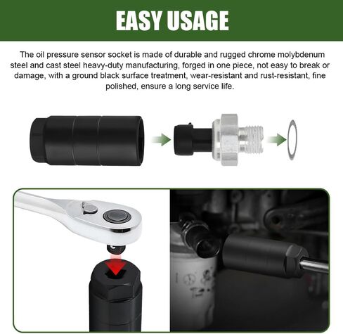 Oil Pressure Sensor Socket, Oil Filter Socket, 3/8" Drive Oil Pressure Sending Unit Socket Fits 1 1/16" Switch, Oil Pressure Switch Socket for Quick Removing/Installing Oil Sending Unit in Saudi Arabia