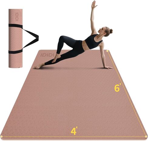 Large Yoga Mat (6'x 4') - Extra Long and Wide 72 x 48 inches, Non-Slip POE Fitness Mat, Eco-Friendly, Thick Wide Exercise Mat for Home Workouts,Ideal for Yoga and Pilates. in Saudi Arabia