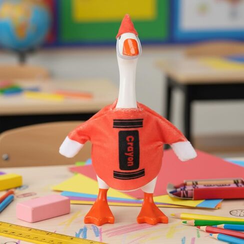 زي مكتب صغير من Crayon مقاس 7 بوصات، قميص تلوين أوزة مكتبي ومجموعة قبعات جنوم مخروطية مضحكة لتمثال أوزة سطح المكتب مقاس 7 بوصات لتزيين المنزل والهالوين (وردي) in Kuwait