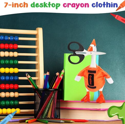 زي مكتب صغير من Crayon مقاس 7 بوصات، قميص تلوين أوزة مكتبي ومجموعة قبعات جنوم مخروطية مضحكة لتمثال أوزة سطح المكتب مقاس 7 بوصات لتزيين المنزل والهالوين (وردي) in Kuwait