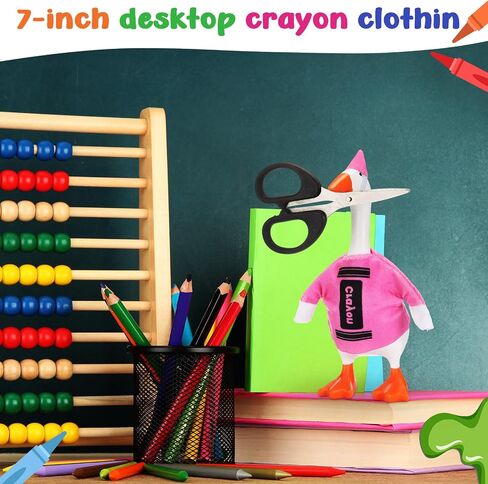 زي مكتب صغير من Crayon مقاس 7 بوصات، قميص تلوين أوزة مكتبي ومجموعة قبعات جنوم مخروطية مضحكة لتمثال أوزة سطح المكتب مقاس 7 بوصات لتزيين المنزل والهالوين (وردي) in Kuwait