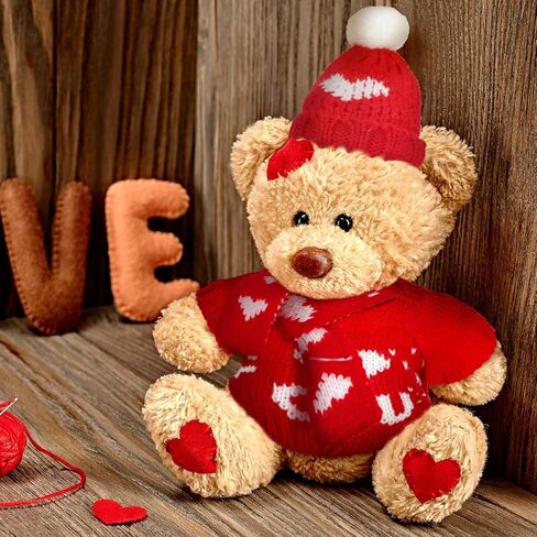Geyoga 12 Pcs Christmas Doll Clothes Bear Stuffed Animals Clothing Accessories Mini Christmas Doll Costume Outfit Include Mini Knit Hats Scarves and Sweater for Plush Toy Clothes Plush Dolls Gifts in Saudi Arabia