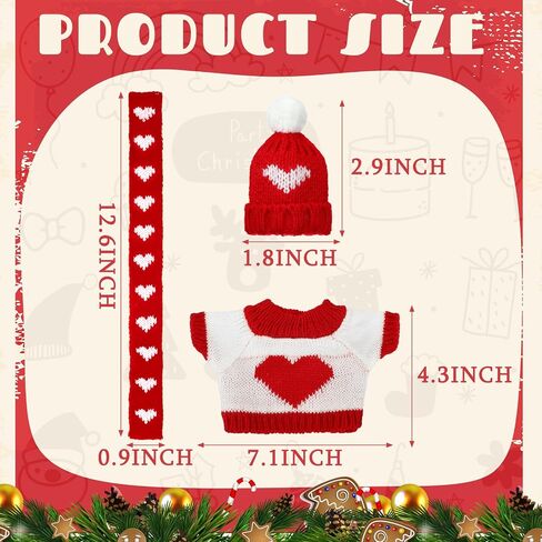Geyoga 12 Pcs Christmas Doll Clothes Bear Stuffed Animals Clothing Accessories Mini Christmas Doll Costume Outfit Include Mini Knit Hats Scarves and Sweater for Plush Toy Clothes Plush Dolls Gifts in Saudi Arabia