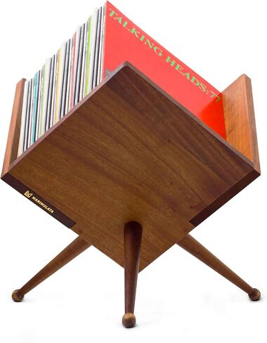 Vinyl Record Storage – Acacia Wood Record Holder Stand with 3 Legs– Minimalist Vinyl Holder for Up to 50 Albums – Easy to Assemble LP Storage Rack in Saudi Arabia