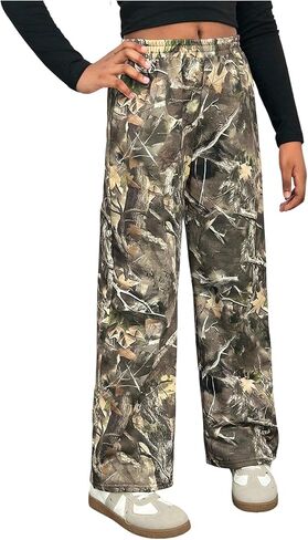 SOLY HUX Girl's Camo Sweatpants Elastic Waist Baggy Wide Leg Casual Pants Streetwear in Saudi Arabia