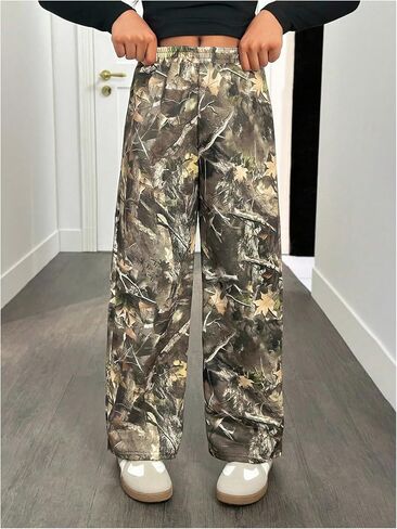SOLY HUX Girl's Camo Sweatpants Elastic Waist Baggy Wide Leg Casual Pants Streetwear in Saudi Arabia