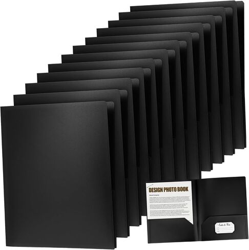 12pcs Black Plastic File Folders Pockets Business Card Slot Legal Letter Document Organizer for School Office in Saudi Arabia
