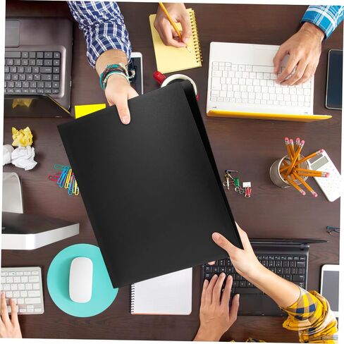 12pcs Black Plastic File Folders Pockets Business Card Slot Legal Letter Document Organizer for School Office in Saudi Arabia