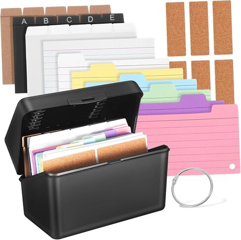 ARTIBETTER 1set Card File Organizer Box Kit Lined Flash Cards Note-taking Papers and Binder for Office and Study Desktop Index Storage in Saudi Arabia