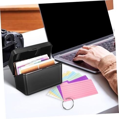 ARTIBETTER 1set Card File Organizer Box Kit Lined Flash Cards Note-taking Papers and Binder for Office and Study Desktop Index Storage in Saudi Arabia