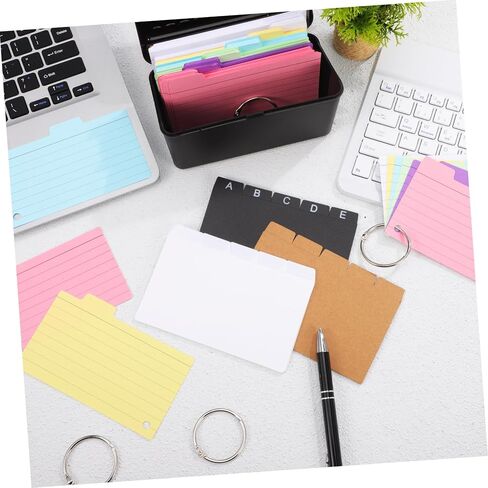 ARTIBETTER 1set Card File Organizer Box Kit Lined Flash Cards Note-taking Papers and Binder for Office and Study Desktop Index Storage in Saudi Arabia