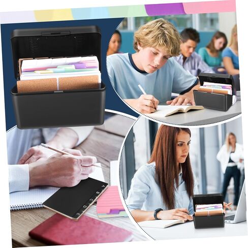 ARTIBETTER 1set Card File Organizer Box Kit Lined Flash Cards Note-taking Papers and Binder for Office and Study Desktop Index Storage in Saudi Arabia