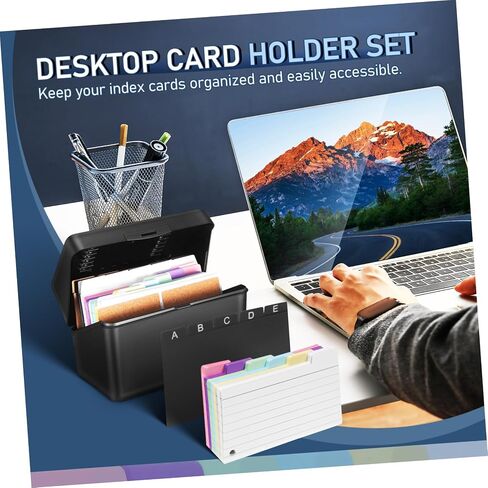ARTIBETTER 1set Card File Organizer Box Kit Lined Flash Cards Note-taking Papers and Binder for Office and Study Desktop Index Storage in Saudi Arabia
