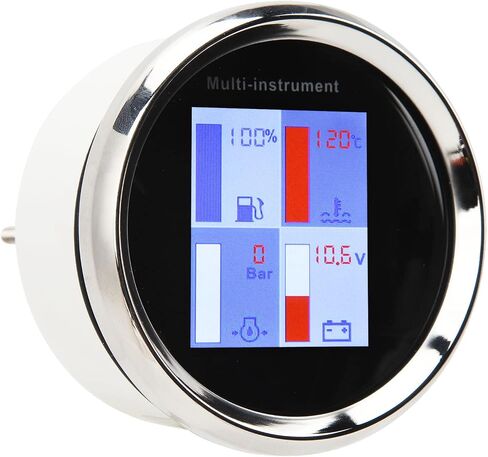 مقياس درجة حرارة الماء الرقمي 85 مم، مقياس متعدد الوظائف مع إضاءة خلفية LED، دقة عالية IP67 لليخوت والقوارب السريعة، إطار من الفولاذ المقاوم للصدأ وغطاء زجاجي مضاد للضباب (مينا أسود أمامي أبيض in Kuwait