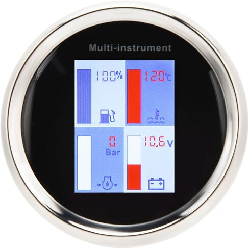 مقياس درجة حرارة الماء الرقمي 85 مم، مقياس متعدد الوظائف مع إضاءة خلفية LED، دقة عالية IP67 لليخوت والقوارب السريعة، إطار من الفولاذ المقاوم للصدأ وغطاء زجاجي مضاد للضباب (مينا أسود أمامي أبيض in Kuwait