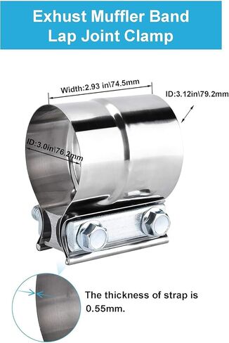 2.5 Inch Exhaust Clamps,Lap Joint Band Clamp 2 Packs,2 1/2 Exhaust Muffler band Clamp,304 Stainless Steel Pipe Repair Clamp DecoHongDi in Kuwait