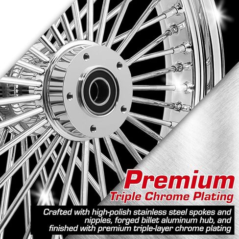 18X5.5 Fat 40 Stainless Spoke/Nipple For Harley Softail Sportster Dyna 2000-2007 3/4" Rear Wheel (6-3 All Black - Black Wall Tire) in Saudi Arabia