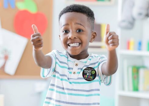 Teacher Created Resources Chalkboard Brights Happy Birthday Wear 'Em Badges, 2-3/8", Multicolored in Saudi Arabia
