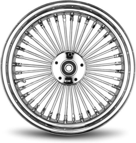 18X5.5 Fat 40 Stainless Spoke/Nipple For Harley Softail Sportster Dyna 2000-2007 3/4" Rear Wheel (6-3 All Black - Black Wall Tire) in Saudi Arabia