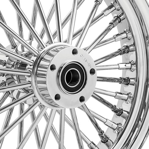 18X5.5 Fat 40 Stainless Spoke/Nipple For Harley Softail Sportster Dyna 2000-2007 3/4" Rear Wheel (6-3 All Black - Black Wall Tire) in Saudi Arabia