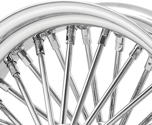18X5.5 Fat 40 Stainless Spoke/Nipple For Harley Softail Sportster Dyna 2000-2007 3/4" Rear Wheel (6-3 All Black - Black Wall Tire) in Saudi Arabia