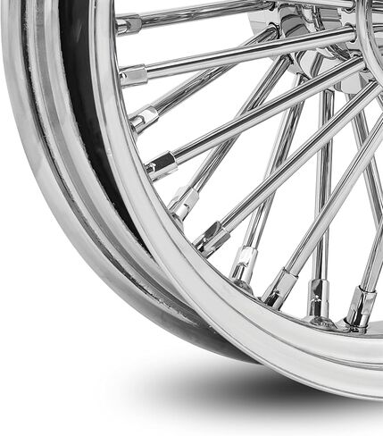 18X5.5 Fat 40 Stainless Spoke/Nipple For Harley Softail Sportster Dyna 2000-2007 3/4" Rear Wheel (6-3 All Black - Black Wall Tire) in Saudi Arabia