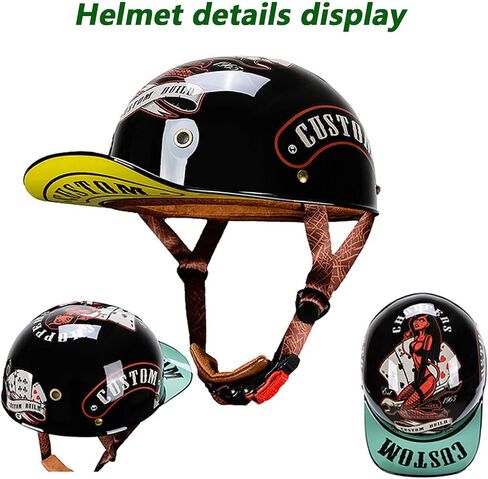 Baseball Motorcycle Helmet DOT Approved Helmets for Adults Motorcycle Half Helmet Universal Hat with Adjustable Quick Release Buckle, Bicycle Cruiser Scooter in Saudi Arabia