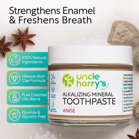 Uncle Harry's Cinnamon Remineralizing Toothpaste | Natural Whitening Toothpaste Freshens Breath & Promotes Enamel | Vegan Fluoride Free Toothpaste in Kuwait
