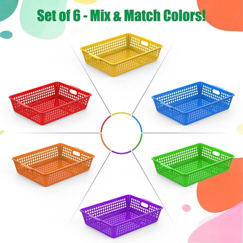 6 Pack Plastic Classroom Storage Baskets, Paper Trays for Classroom Organization & Turn in Trays for Teachers, Students, Desk Organizer Bin 13.8x10.6x3.1 Inch (Morandi) in Saudi Arabia